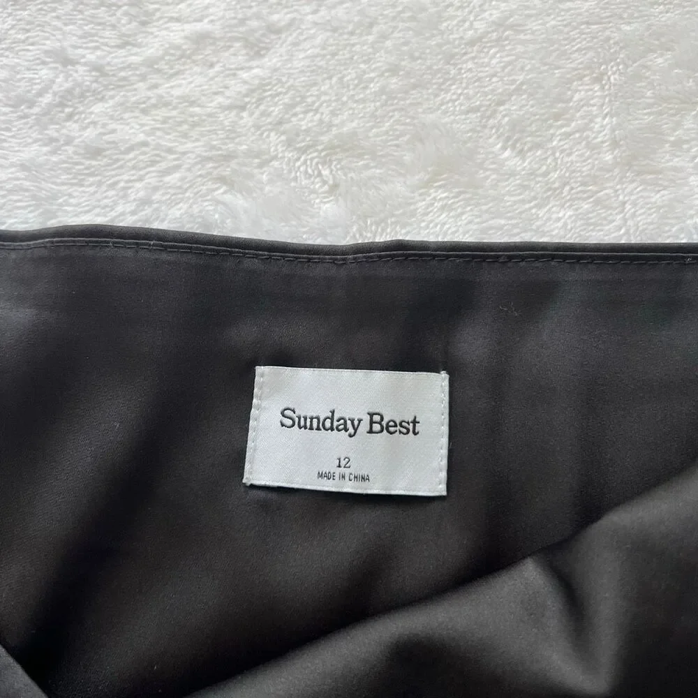 Aritzia Sunday Best Black Satin Mini Skirt 12 Women